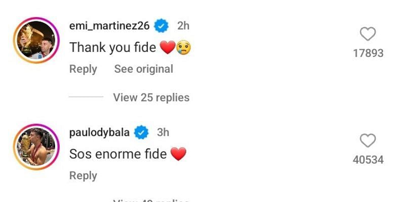 Paulo Dybala and Emiliano Martinez's comments